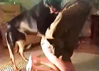 Round-assed zoophile is welcoming that dogcock in that tight hole