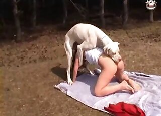 Strong outdoor dog sex makes thin amateur slut lose control