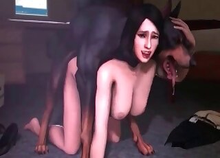 Busty anime hottie endures a massive cock of a fabulous beast