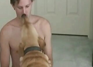 Zoo sex addicted fellow enjoys fucking with his pet dog at home