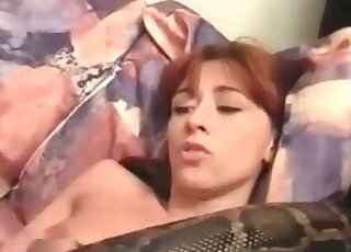 Absent-minded mature vixen brings a python home to fuck as hell