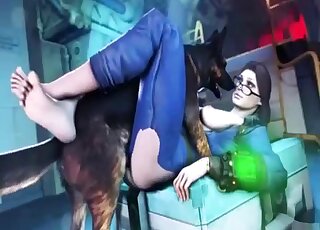 Leggy 3D brunette getting fucked by a kinky dog in missionary