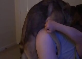 Passionate doggystyle fuck with a round-assed zoophile and dog